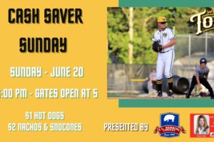 Tobs Finish Weekend on Cash Saver Sunday versus Peninsula Pilots