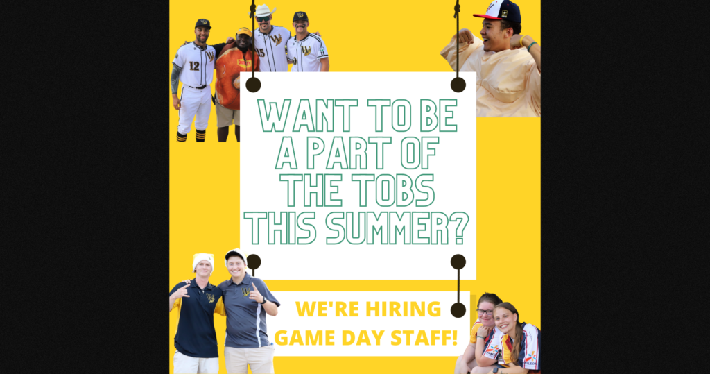 Wilson Tobs Baseball Club is currently seeking enthusiastic game day staff applicants for the summer season!