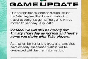 Tobs-Sharks Postponed Due To Wilmington Bus Issues